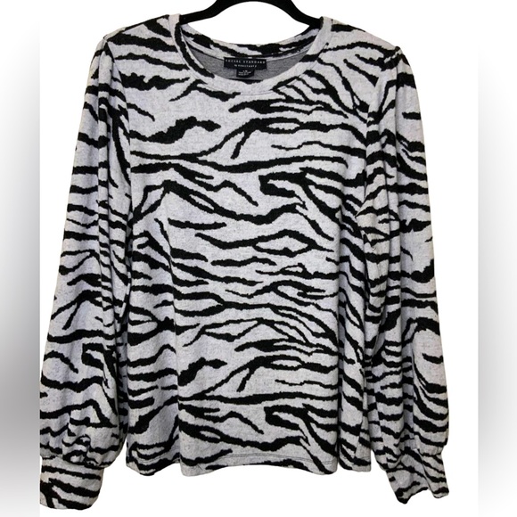 Sanctuary Sweaters - Social Standard by Sanctuary Julia Brushed Knit Top Sweater Heather Zebra Tiger